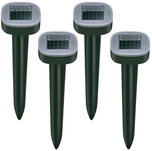 Sodwot Maulwurf Vertreiber–Maulwurfschreck solar Testsieger, IP65 Geeignet zur Vertreibung von Maulwürfe und Anderen Nagetieren in Gärten Rasen (Runden 4 Pack)