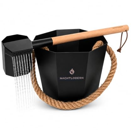 Sauna Eimer und Kelle mit Regeneffekt – Edelstahl Saunaeimer im Oktagon-Design & Saunakelle mit Regen-Funktion – Modernes Saunazubehör & Aufgusseimer Set für den perfekten Sauna Aufguss