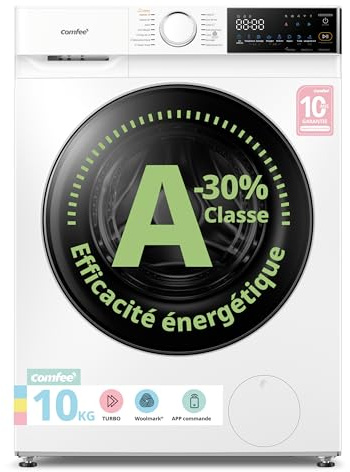 COMFEE' Machine a laver 10KG Classe A-30% 1400RPM Smart wash CF10EWP07W