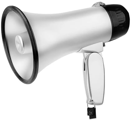 BINGNU Sprachverstärker, Tragbares Bullhorn-Megaphon, Sprachaufzeichnung, Leichter Alarm for Fußball, Baseball(White)