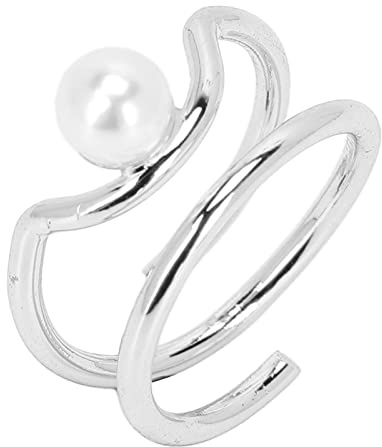 Domary Pearl Finger Nail Knuckle Rings Snygga Koppar Fingertopssmycken för Kvinnor Tjejer med Elektropläterad Koppardesign (3052 platina)