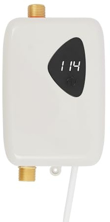 Scaldacqua istantaneo elettronico, 3800 W, 220 V, mini scaldabagno con indicatore di temperatura, plug-and-play, scaldabagno elettrico senza serbatoio, regolatore elettronico (grigio)
