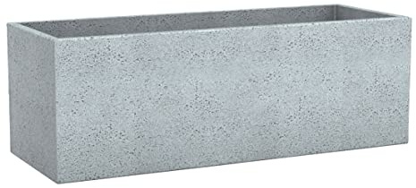 Scheurich C-Cube Long, Pflanzgefäß aus Kunststoff, Stony Grey, 80 cm lang, 29 cm breit, 27 cm hoch, 38 l Vol.