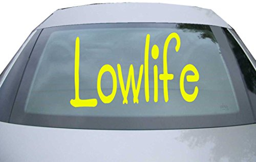 Indigos UG Aufkleber Heckscheibe & Motorklappe - neongelb - 600x347 mm - Lowlife - selbstklebender Sticker für Auto, Fenster, Bus oder LKW