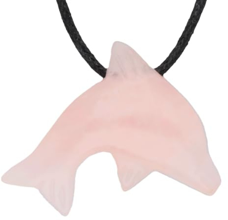 Lebensquelle Plus Delphinanhänger | Edelstein Tieranhänger Delphin | Gebohrter Anhänger mit Baumwollband