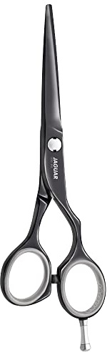 JAGUAR Forbici per capelli DIAMOND E TITAN 5.5 | Forbici da parrucchiere dal design offset | Rivestimento anallergico in titanio nero lucido | Made in Germany