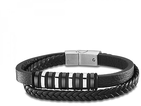 LOTUS STYLE Pulsera Hombre Acero Inoxidable 316L Brazalete de Diseño Sofisticado, Confortable y Resistente al Agua - Pulseras Hombre - Negra 220.00 mm LS2102-2/1 - Regalo de Cumpleaños, Día del Padre