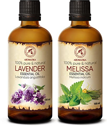 Lavendelöl & Melissenöl - Set 2x100ml – Ätherische Öle für Diffuser & Raumduft – Frisches Kräuteraroma für Zuhause