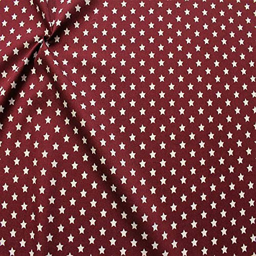STOFFKONTOR Baumwollstoff Sterne Mittel Farbe Bordeaux
