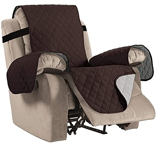 BXFUL Sesselschoner Relaxsessel Sesselauflage Relax, Sofaüberwurf 1 Sitzer Sesselschutz für Ledersofa, rutschfeste Recliner-Schutzhülle für Haustiere (L,Braun)