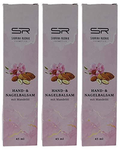 3 x Hand- und Nagelbalsam mit Mandelöl 45 ml + Varivendo Notizblock