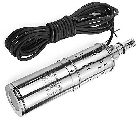 Pompe Immergée pour Puits 12V DC 1.2m³/h, Pompe de Puit Sans Bruit en Acier Inoxydable Pompe à eau Submersible Solaire avec Câble