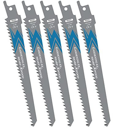 EZARC Set di lame per sega a sciabola 5 pezzi per legno, accessori per sega a sciabola, R644GS per tagli rapidi 150mm 6TPI (5 pezzi)