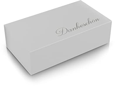 ideas in boxes Premium Geschenkbox Dankeschön, Geschenkkarton, Magnetbox, Magnetfaltbox, Geschenkverpackung mit Dankeschön Schriftzug, 33x22x10cm, Weiß matt mit Silber