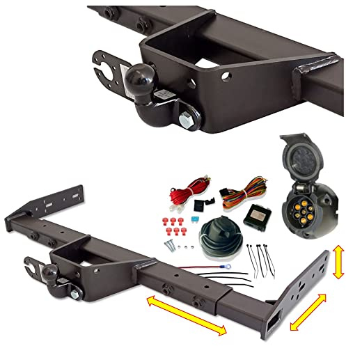 Universal Variable Anhängerkupplung - starr und abnehmbar AHK - für Wohnmobil, Reisemobil, Abschleppwagen, Kofferaufbau, LBW (mit Anschraubplatte (2-Loch), Elektrosatz 7 polig mit Steuergerät)