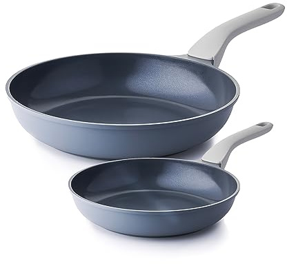 PRICUSIS Juego de sartenes de cerámica antiadherente, sartén antiadherente no tóxica, sartén para huevos saludables, sartén antiadherente para tortillas, sartén de chef, libre de PTFE PFOA y PFAS,