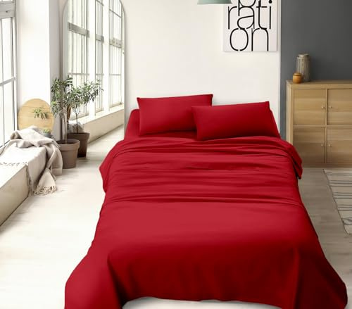 IlGruppone Completo Letto No Stiro, Effetto Raso – Set Lenzuola in Microfibra, Made in ITALY - KIT Lenzuolo Sopra e Sotto con Angoli Elasticizzato H30 cm e Federe (Bordeaux - Matrimoniale King)