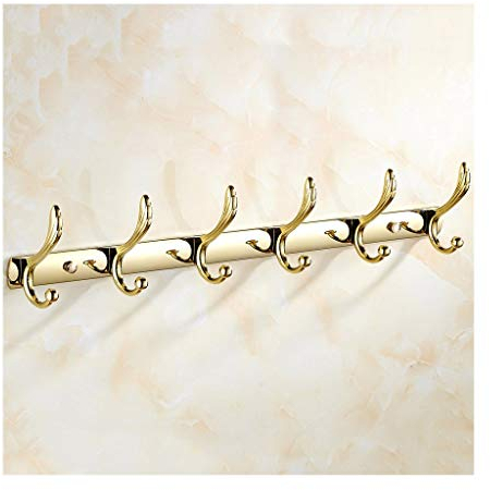 LeGDOr Garderobenständer zur Wandmontage, zur Wandmontage, Edelstahl-Garderobenhaken, Legierungshaken, Wandgarderobenhaken im europäischen Stil (golden), Kleiderhaken für die Wand (Größe: B)