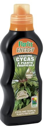 Flortis, Energy Cycas e Piante Tropicali, Concime a Base di estratti vegetali, Specifico per Cycas e Piante Tropicali, Aumenta la Radicazione e lo Sviluppo del Fusto, Formato da 500 g