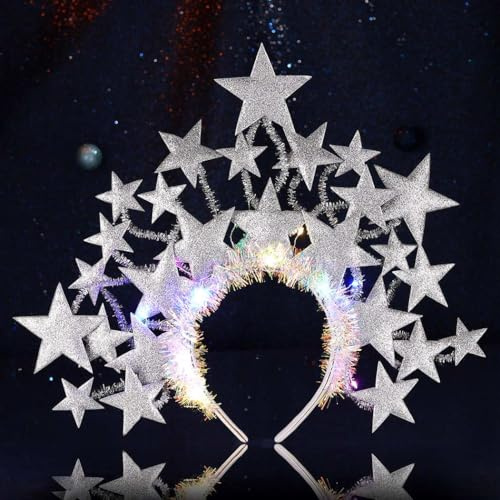 Yean Leuchtende Sterne Stirnband Halo Krone Kopfschmuck Glühender Stern Goddness Haarreifen Rave Festival Party Haarschmuck für Frauen