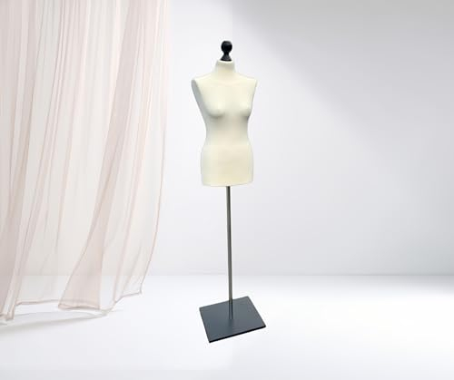 LUSORIA Schneiderpuppe, Schneiderbüste weiblich Ecru/schwarzer Standfuß (XL 42/44)