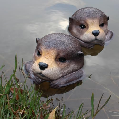 Honiweer Floating Otter Head Resin Art, Waterproof Pond Float, Decorative Animal Sculpture, Garden Lake Decor, Duck Deterrent, Artistic Resin Decor for Outdoor Use (1 PC)