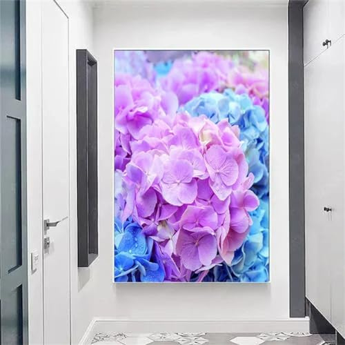 Kit per diamond painting 5D fai da te, Ortensia blu viola Diamond arte Painting Immagini secondo i numeri, DIY Ricamo a punto croce diamante painting, Regalo per Decorazione Casa(square Drill)30x40cm