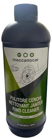 MECCANOCAR Detergente Pulitore Professionale Concentrato per Cerchioni Cerchi in Lega Leggera e in Acciaio in Grado di Rimuovere Qualsiasi Tipo di Sporco come Fango Catrame Olio ecc. Conf. 1 Litro