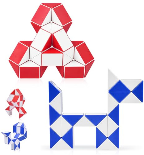 Ainiv 2-pack Snake Shape Magic Cube, 24 block, 3D Fidget Cube Puzzle, Magic Ruler, Twist Puzzle Toy, Kids Birthday Party Favors, Goodie Bag Fillers