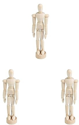 Künstlerpuppe aus Holz, mit Gelenk, 11,4 cm, 3 Stück