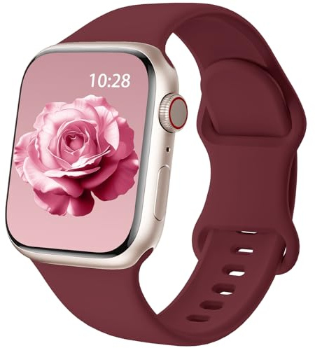Silicone Sport Strap Compatible with Apple Watch Straps 38mm 40mm 41mm 42mm | Soft and Breathable for Women Men,Waterproof Replacement Bands for iWatch Series 11 10 9 8 7 6 5 4 3 2 1 SE Ultra,Burgundy
