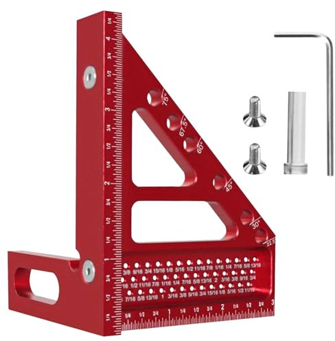 PRITOK 3D-Zimmermannswinkel Messwerkzeuge: 22,5-90 Grad Aluminiumlegierung 3D-Gehrungswinkel mit Tieflochmarker, Zimmermannswinkel Winkelmesser für Schreiner, Ingenieure Zeichnung Besondere