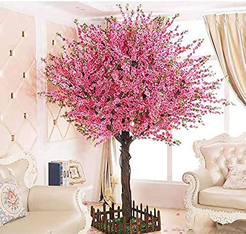 QUSYZD Künstlicher Kirschblütenbaum, Seidenblume, 150 cm, Simulation Kirschbaum, Hochzeitsdeko, Kirschblütenbaum für Innendekoration, rosa Blüten – 1,52 m hoch,