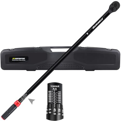 ATsafepro 3/4 Inch Drive Torque Wrench, 150-800 Nm Torque Wrench, ±3% High Accuracy, 48 Teeth Bidirectional Ratchet with Dual-Scale Display for Heavy Trucks, Tractors, Industrial Machinery