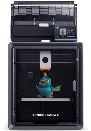Anycubic Kobra S1 Combo Impresora 3D, Impresora FDM Multicolor, Alta Velocidad 600mm/s, Construcción CoreXY Cerrada, Secado Activo, LeviQ 3.0, Compatible para Filamento PLA/PLA+/PETG/ASA/ABS