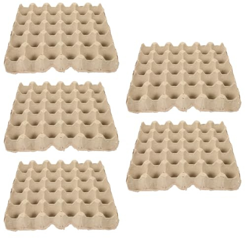 MAGICLULU Boîte À Œufs En Pâte À Papier Réutilisable Plateau À 5 Œufs Empilable Pour Réfrigérateur Boîte À Œufs Vide Avec Rainures Protection Contre Chocs Et Écrasement