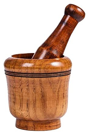 RUHEN Pilon à mortier en Bois Naturel, pour broyer Les épices, Le Pesto en Poudre, écraser Les Herbes, écraser Les pilules, Outil de Cuisine
