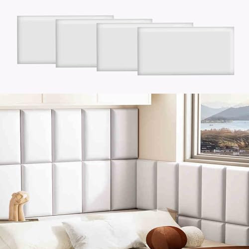 Kopfteil Bett Wandkissen 4 Stück Wandpolsterung für Kinder mit Autismus, 3D-Wandaufkleber für das Kopfteil für Abziehen und Aufkleben, Anti-Kollisions-Polsterung für Schlafzimmer/Wohnzimmer/Spielzimme