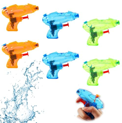 Pistolet a Eau, 6 Pcs Pistolets Aquatiques, Mini Pistolet a Eau, Pistolet a Eau Puissant, Jeux d'eau Exterieur, Jouets de Pistolet, Jouets pour l'été, Jardin, Piscine, Plage