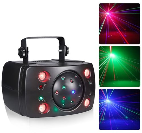 HJBFZZBD 4 en 1 Lumière Laser à LED Professionnel Lumières de Scène Stroboscopiques RGB Lumière DJ pour Club Discothèque KTV Bar Fête Noël