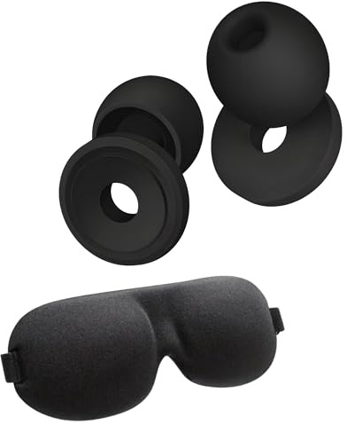 Somnio Noise Reduction Ear Plugs for Sleep, Snoring, and Focus | Best Earplugs to Block Out Snoring | Custom Fit Sleeping Earplugs with 32dB Noise Reduction + Blackout Eye Mask for Ultimate Rest