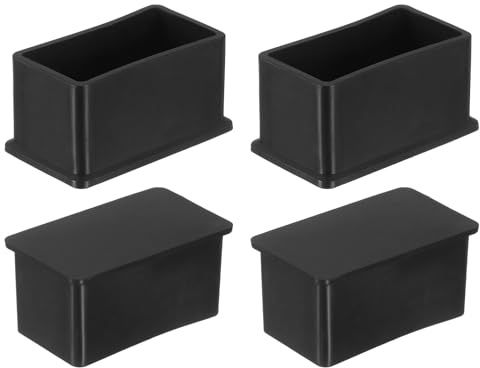 QUARKZMAN Cappucci per Gambe di Mobili in Plastica, 50x25mm, Nero, 4Pz | Protegge Pavimento E Gambe, Silenzioso, Antiscivolo, Aderisce A Rettangolari 50X25, Facile Da Montare, Resistente.