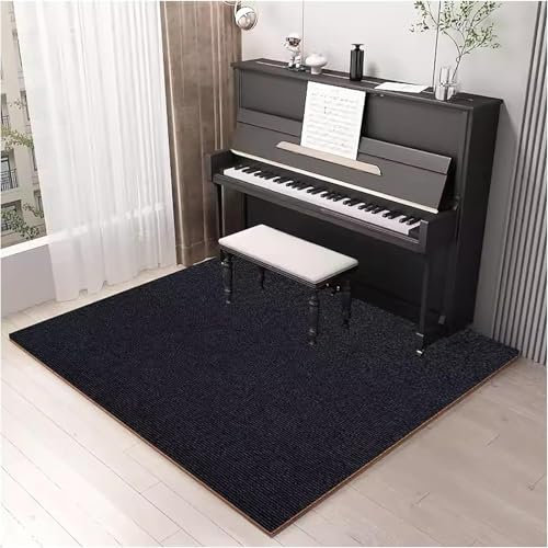 GVRSQZID Upright Piano Rug,Non-Slip Piano Soundproofing Carpet, Soundproof Rug for Piano Drum Jump Rope(Black,150x150cm)