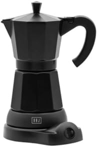 Levitantes Cafetière électrique italienne de 600 W, design noir, convient pour préparer du café expresso à la maison ou au bureau.