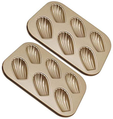 Wrtysully Stampo per Torta Madeleine, Confezione da 2, Teglia Madeline Resistente All'Usura per Cottura al Forno ()
