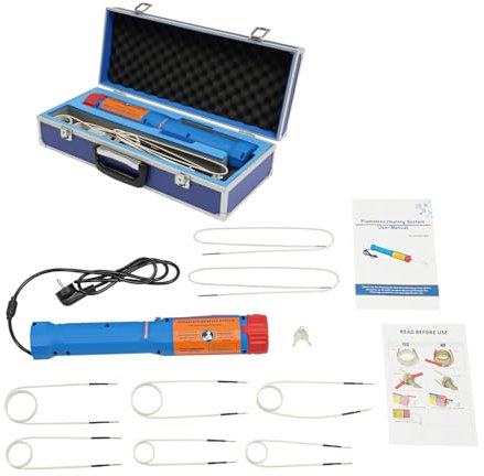 Riscaldatore a induzione, 1000 W, per auto, 800 °C, magnetico, a induzione, riscaldatore a induzione, con 6 bobine di riscaldamento, 2 fili di rame morbidi, valigetta per il trasporto
