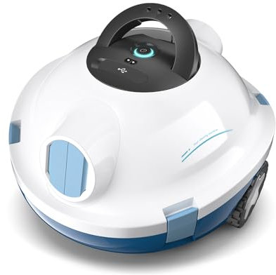 Robot Nettoyeur de Piscine sans Fil, aspirateur de Piscine Puissant et Automatique, 90 Minutes d'autonomie, Auto-stationnement, idéal pour Les piscines Plates Hors-Sol et enterrées jusqu'à 100 m²