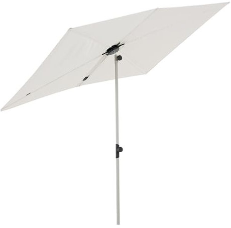 Générique 130x180cm Parasol de Terrasse Rectangulaire Inclinable, Portable Parasol de Jardin Hauteur Réglable, Blanc Parasol de Plage Pliable for Pique-nique, Banc