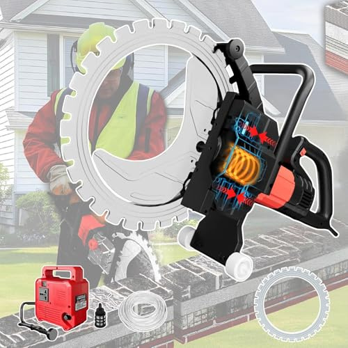 Electric Ring Saw Wall Chaser, 3300 RPM Concrete Cutting Machine with Water Cooling & Diamond Blade for Construction and Renovations