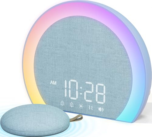 ANJANK Super Loud Alarm Clock with Wireless Bed Shaker, Vibrating Dual Alarm with Light Wake Up for Heavy Sleepers & Hearing Impaired, 9-Color Night Light, 5 Sounds, 0-100% Dimmer, USB Charger